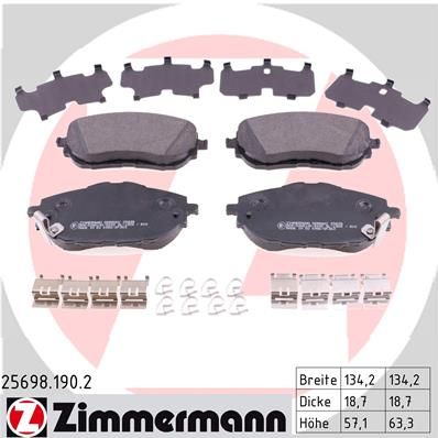 

Комплект тормозных колодок, дисковый тормоз ZIMMERMANN 25698.190.2
