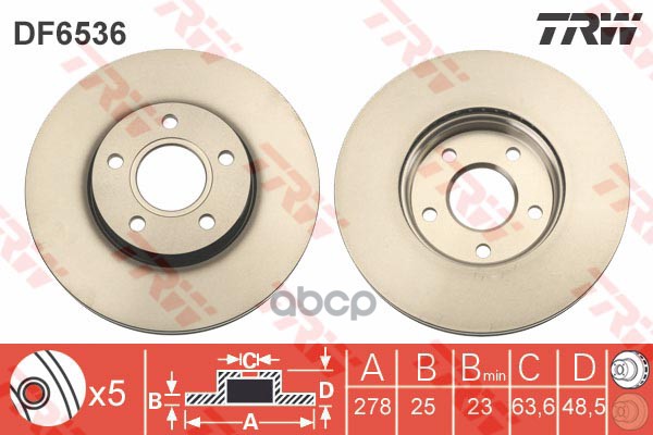 фото Тормозной диск trw/lucas для df6536
