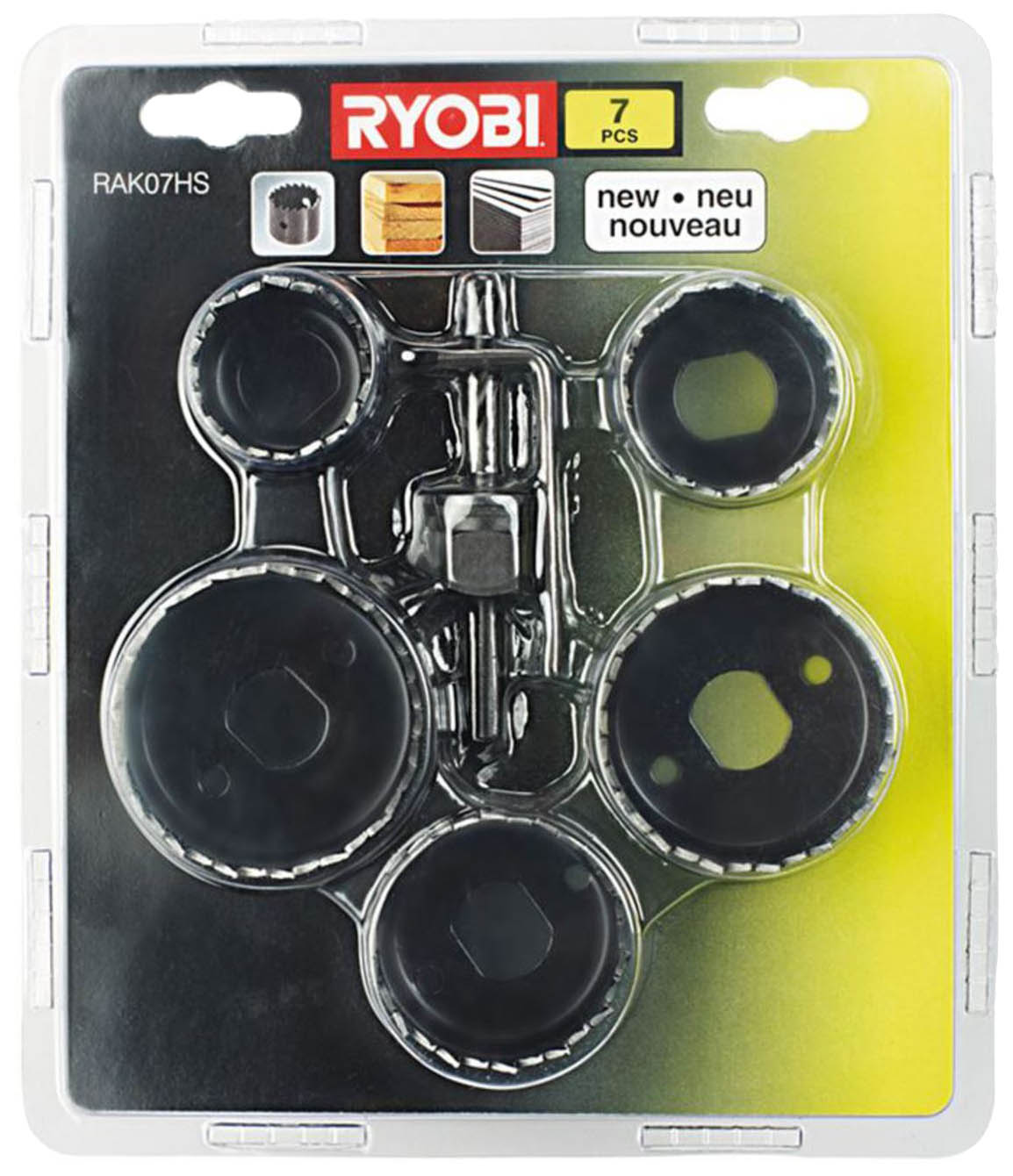 фото Набор сверл по дереву для дрелей, шуруповертов ryobi rak07hs 7pc hole saw set