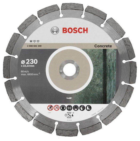 Диск отрезной алмазный Bosch Standart 230мм 2608602200 бур по бетону sds plus 1 14x400x460мм мм sds plus bosch 2608680284