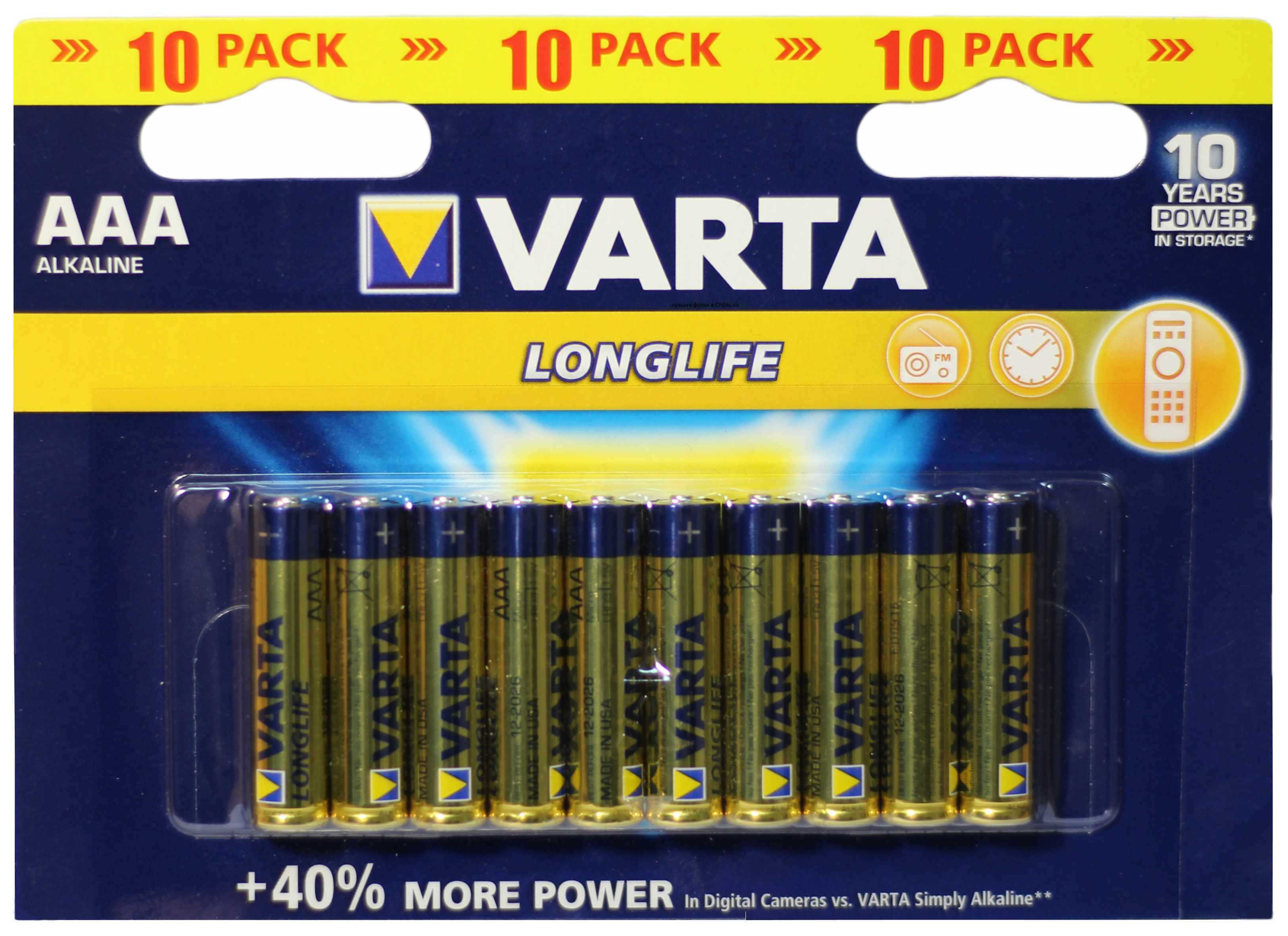 Батарейка Varta Longlife AAА 10 шт аккумуляторная батарея varta d r2u 2 шт