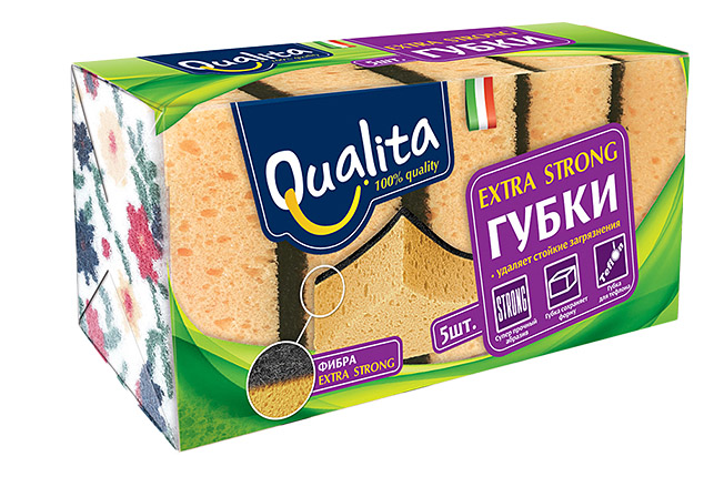 Губка для посуды QUALITA Extra Strong, 5 шт.