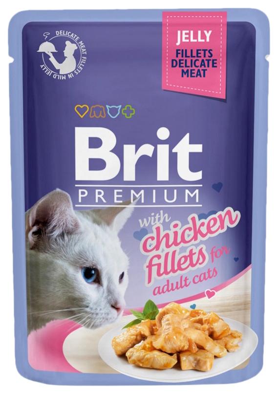 Влажный корм для кошек Brit Premium, курица в желе, 85г
