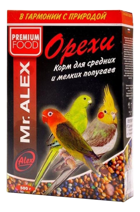 Сухой корм для средних и мелких попугаев Mr.Alex Орех, 500 г