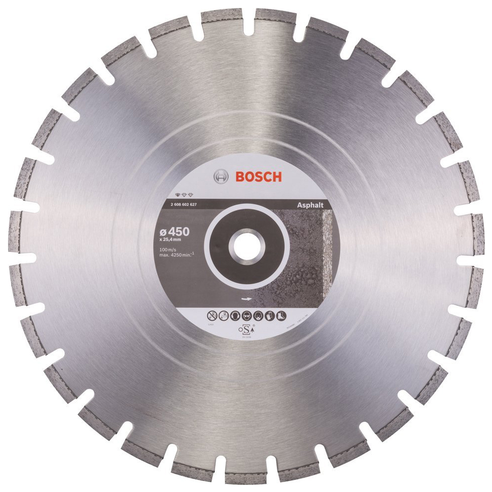 Диск отрезной алмазный Bosch Stf Asphalt450-25,4 2608602627 диск алмазный отрезной сегментный зубр универсал 36610 180 z01 180 мм