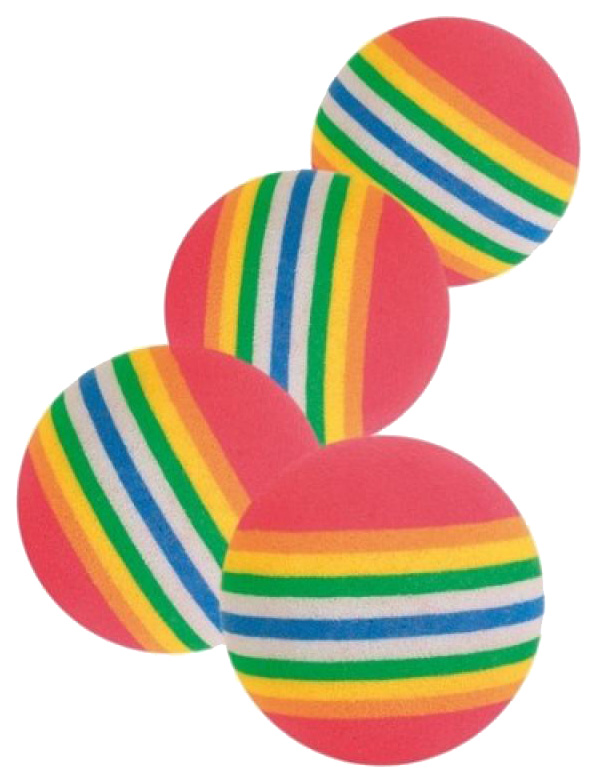 фото Мяч для кошек trixie радужный, резина, разноцветный, 3.5 см, 4 шт