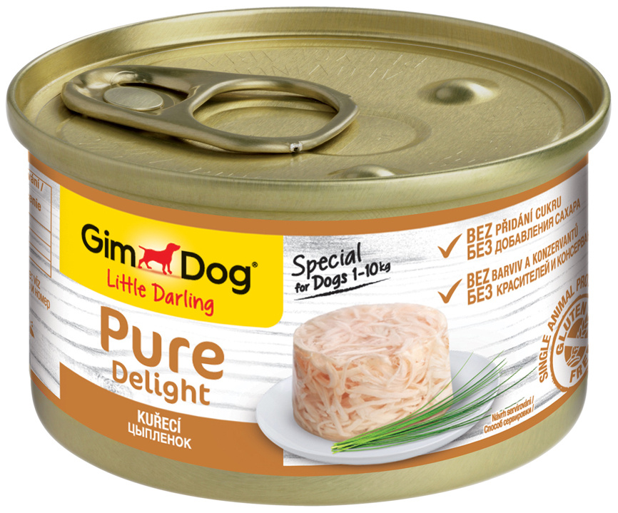 Консервы для собак GIMDOG Pure Delight, цыпленок, 85г