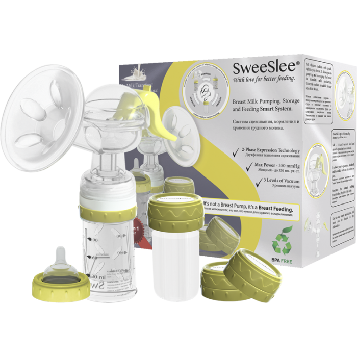 

Молокоотсос ручной SweeSlee 003-001 с системой кормления и хранения грудного молока, Оливковый