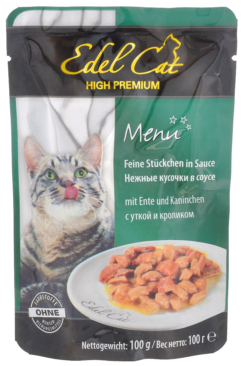 фото Влажный корм для кошек edel cat menu, утка, кролик, 20шт по 100г