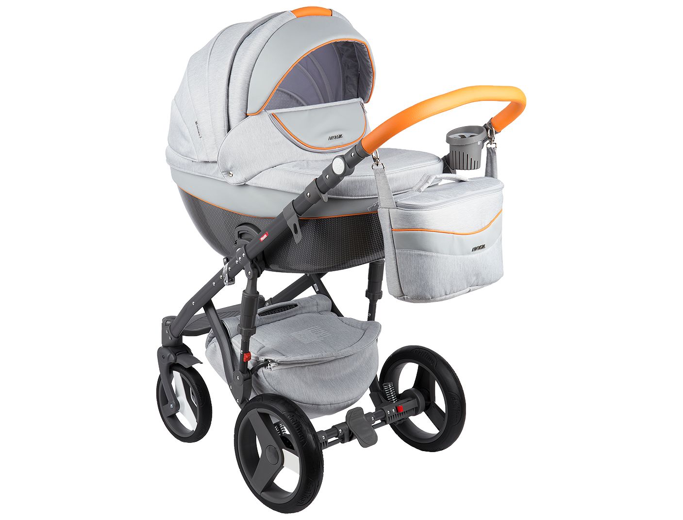

Коляска 3 в 1 Adamex Monte Carbon оранжево-серая GL000573024, Monte Carbon