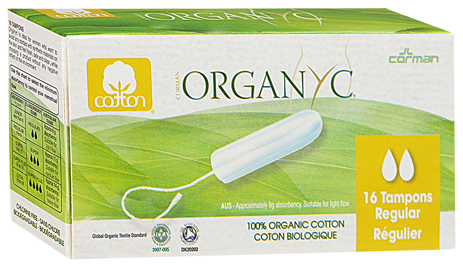 Купить Тампоны Organyc 100% Organic Regular с аппликатором 16 шт
