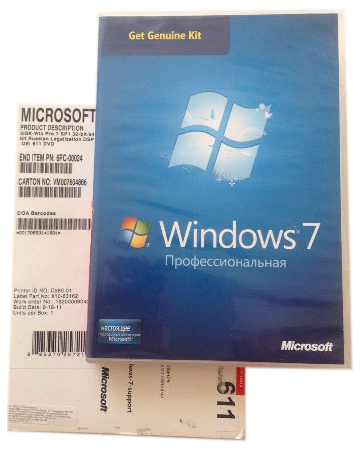 фото Операционная система microsoft windows 7 professional sp1 32/64 ru dsp oei dvd