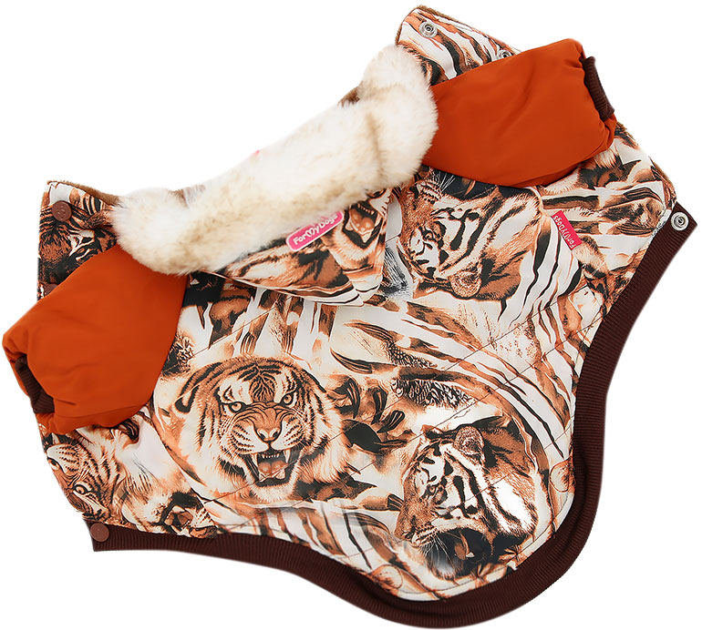 

Куртка для собак FOR MY DOGS Тигры, унисекс, коричневая, FW598-2018 10, FW598-2018 Тигры