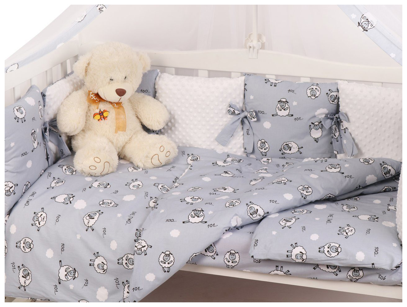 

Комплект в кроватку AmaroBaby Exclusive Soft Collection 101 барашек, 15 предметов, Разноцветный