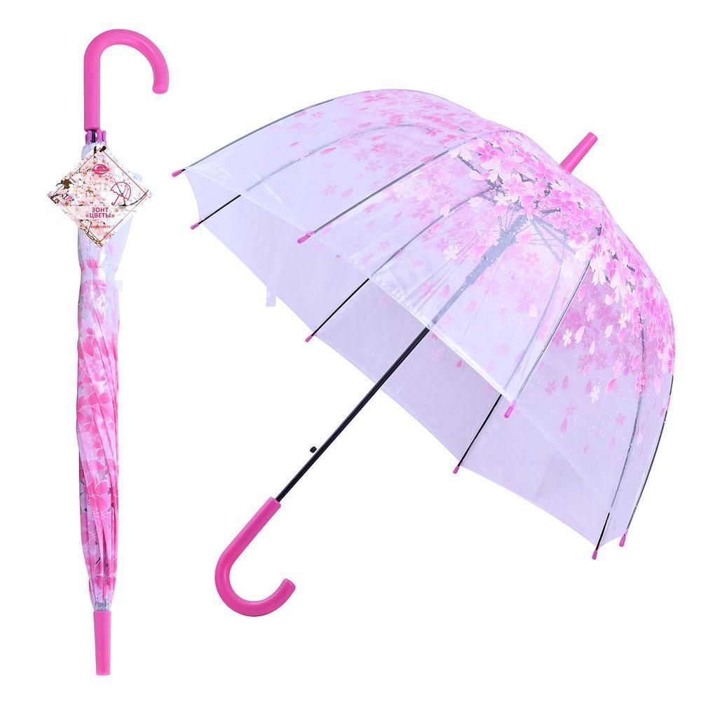 Зонт-трость женский полуавтоматический Мультидом FX24-13 розовый