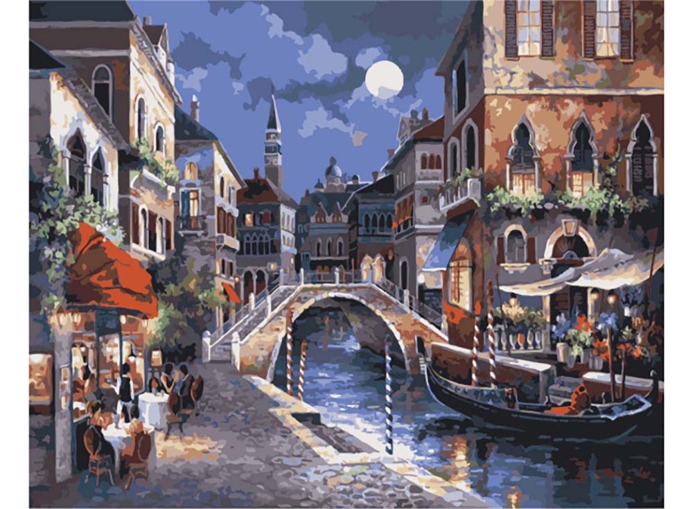 

Картина по номерам Цветной Ночная Венеция, 40x50, Ночная Венеция