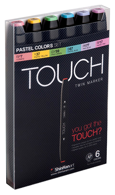 фото Набор маркеров touch twin pastel 6 шт розовый; желтый; зеленый; синий; фиолетовый