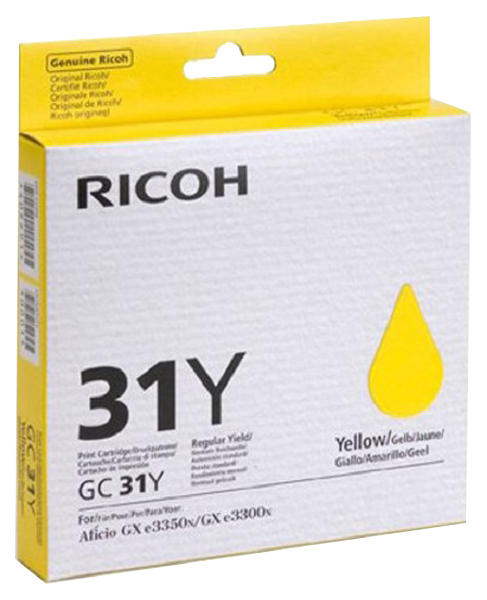 

Картридж для струйного принтера Ricoh GC31Y, желтый, оригинал, 405691
