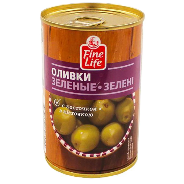 

Оливки Fine Life зеленые с косточкой 300 г