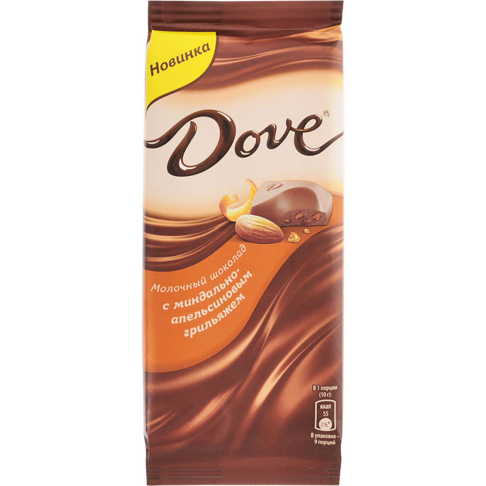 Шоколад молочный  Dove с миндально-апельсиновым грильяжем 90 г