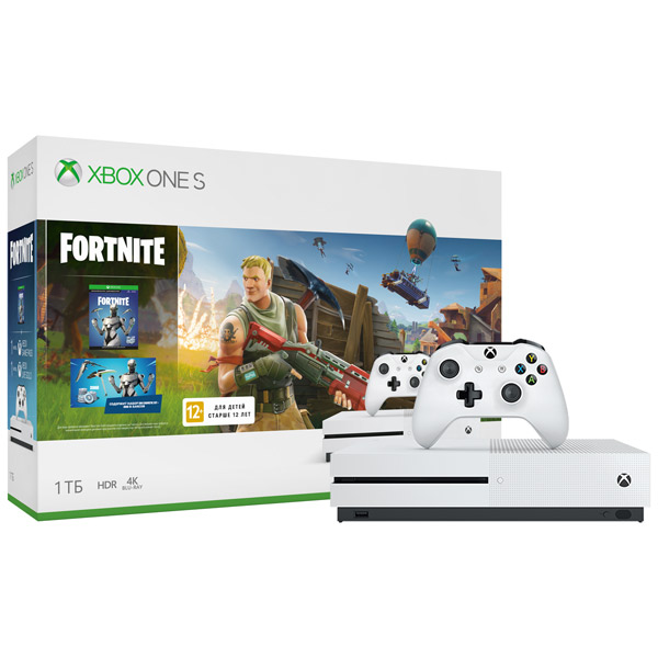 Игровая приставка Microsoft Xbox One S 1Tb White + Игра Fortnite