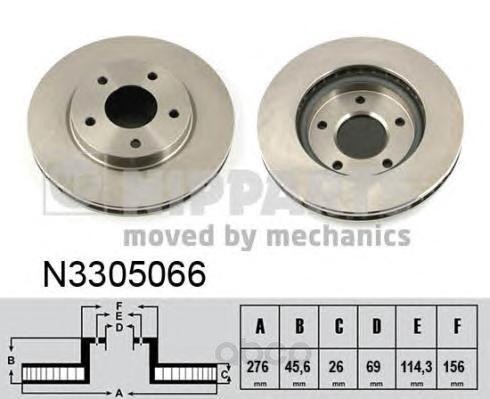 фото Тормозной диск nipparts передний для mitsubishi lancer 08-/dodge caliber 06 276мм n3305066