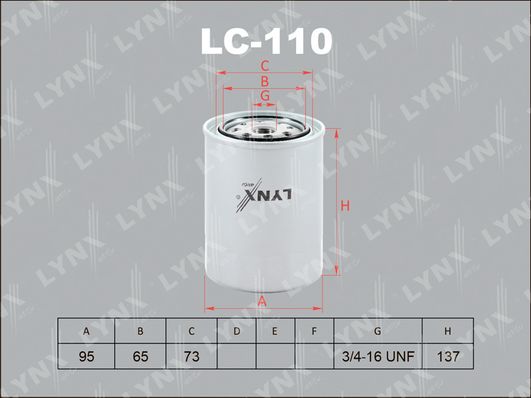 фото Фильтр масляный lynxauto lc-110