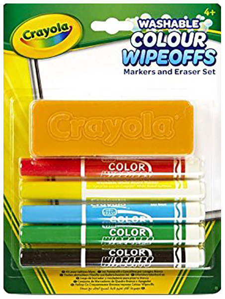 фото Набор стираемых фломастеров с губкой crayola colour wipeoffs 98-9302