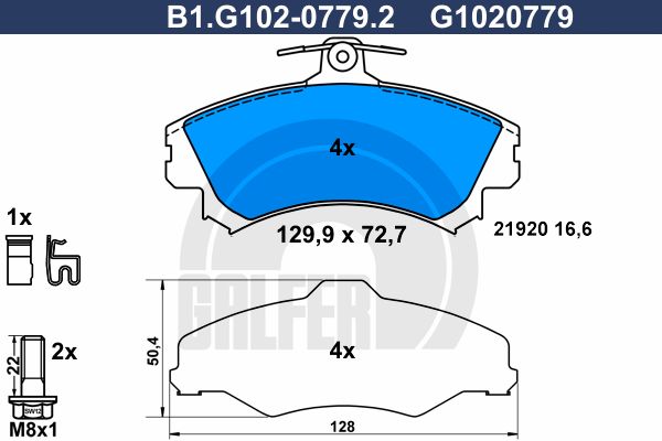 

Комплект тормозных дисковых колодок GALFER B1.G102-0779.2