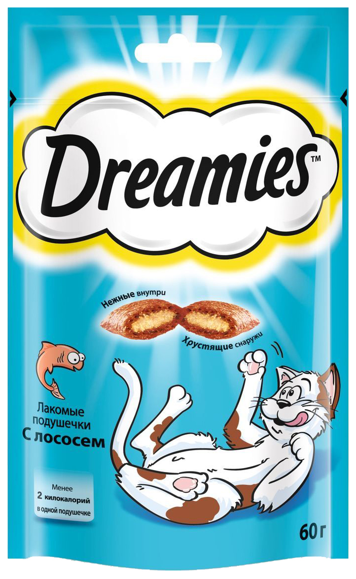фото Лакомство для кошек dreamies лакомые подушечки, с лососем 60 г