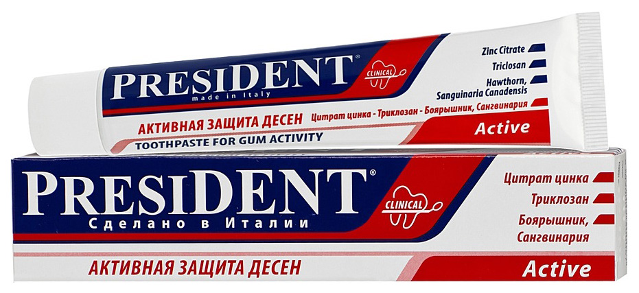 Зубная паста President Clinical Active 75 мл зубная паста вяжущая president active plus