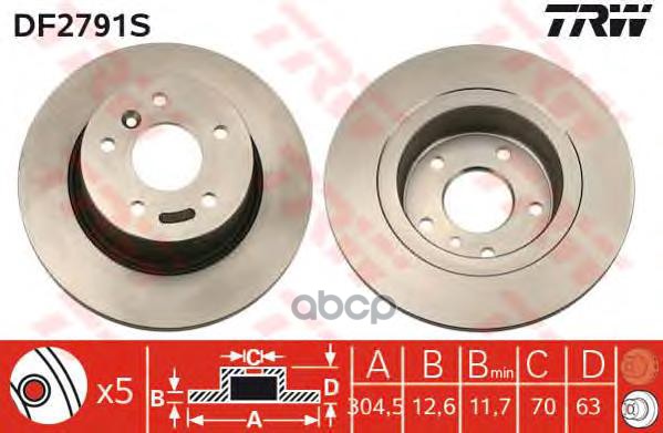 фото Тормозной диск trw/lucas df2791s