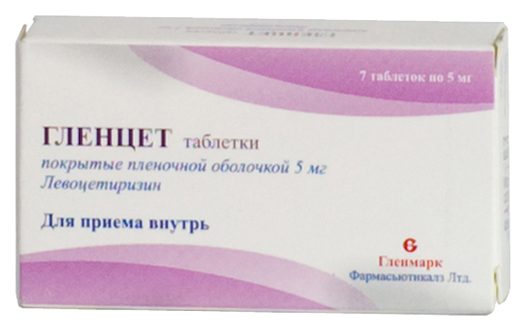 фото Гленцет таблетки 5 мг 7 шт. glenmark pharmaceuticals