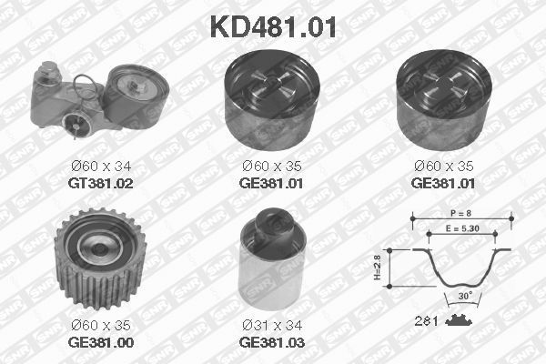 фото Комплект ремня грм snr kd481.01 ntn-snr