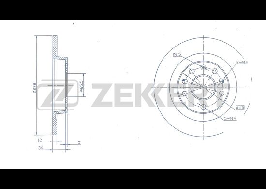 фото Тормозной диск zekkert bs-5382