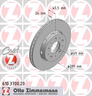 

Тормозной диск ZIMMERMANN 610.3700.20