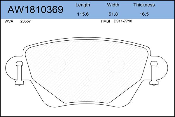 фото Комплект тормозных колодок, дисковый тормоз aywiparts aw1810369