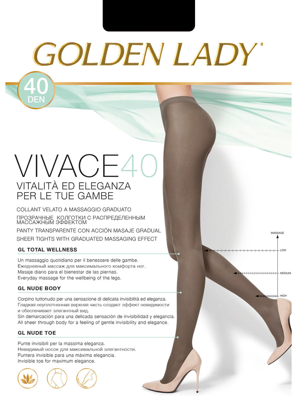 

Колготки женские Golden Lady VIVACE 40 черные  (L, Черный, VIVACE 40