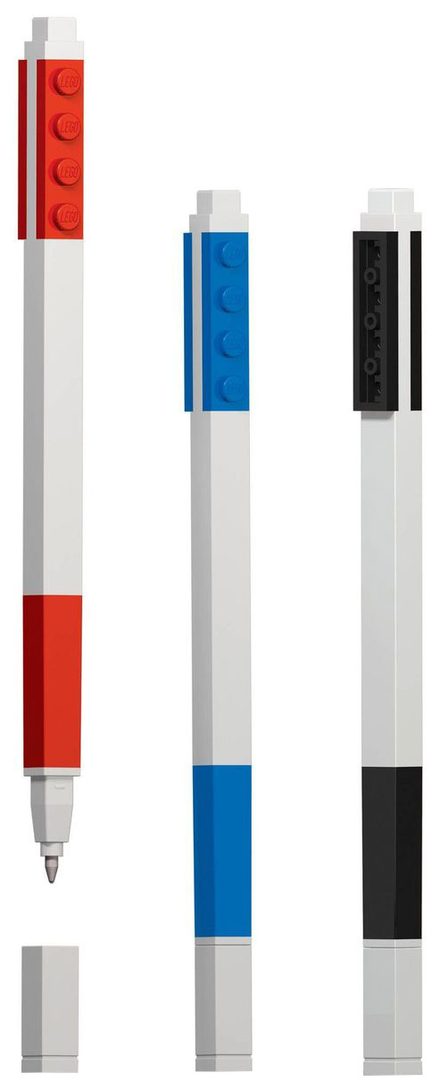 Набор ручек гелевых LEGO 51513, красные, синие, черные, 0,7 мм, 3 шт.