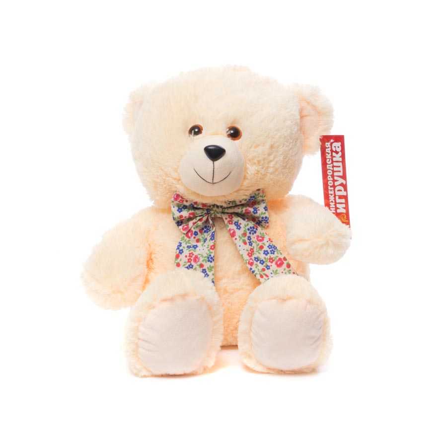 фото Мягкая игрушка медведь с бантом сидит 38 см нижегородская игрушка см-703-5