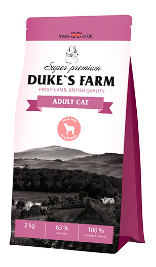 

Сухой корм для кошек DUKE'S FARM, ягненок, 2кг, ягненок 2 кг