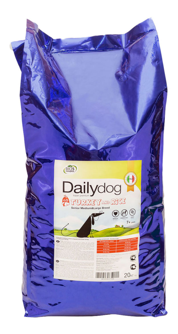 фото Сухой корм для собак dailydog senior medium breed для пожилых средних пород, индейка, 20кг