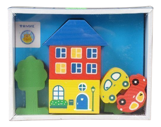 Конструктор деревянный Томик Цветной городок голубой игровой набор томик 8688 4 ной городок 14 дет зеленый