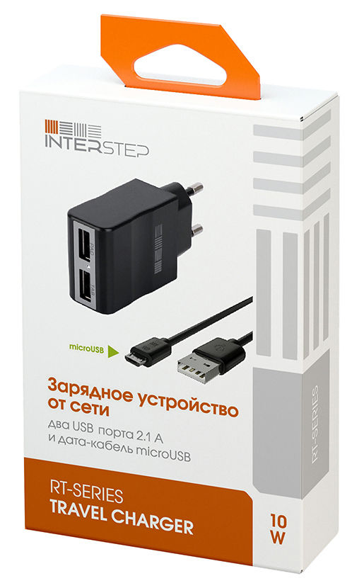 фото Сетевое зарядное устройство interstep rt, 2xusb, 2,1 a, (is-tc-typec002k-000b201) black