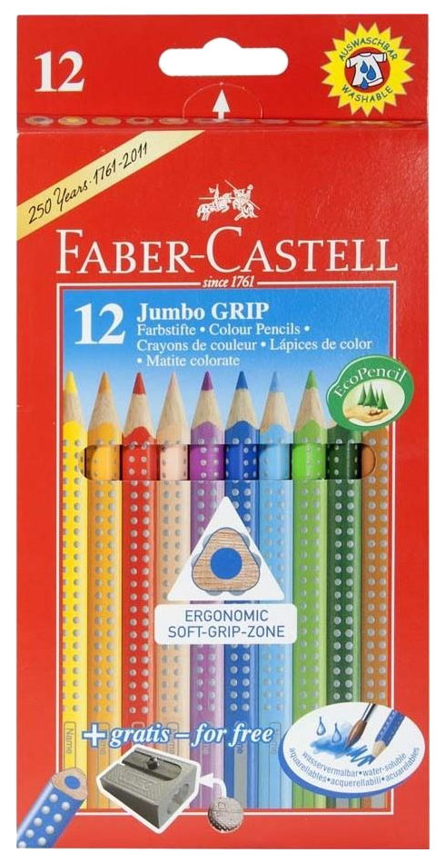 фото Цветные карандаши faber-castell jumbo grip: 12 шт, + точилка