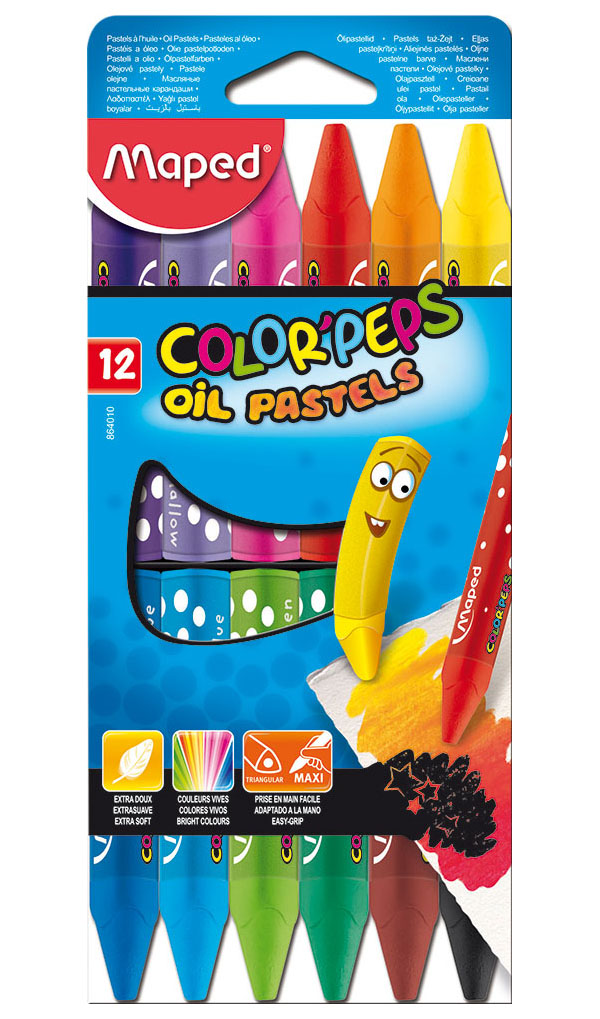 Маслянная пастель Maped Color'peps Oil Pastel 12 цветов трехгранные картонная коробка текстовыделитель fluo peps желтый 1 5мм maped