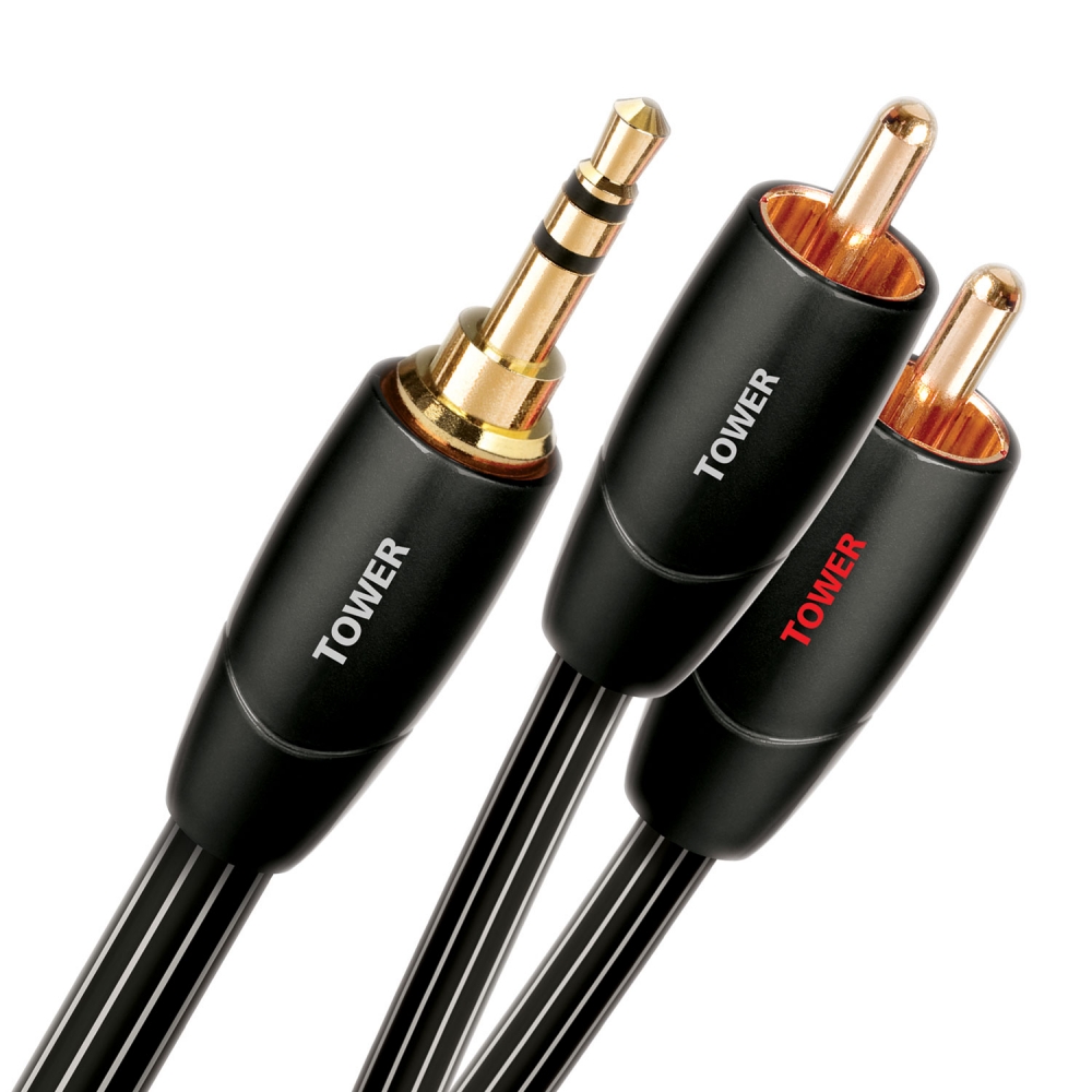 фото Кабель audioquest tower 2rca - jack 3.5, 1м black