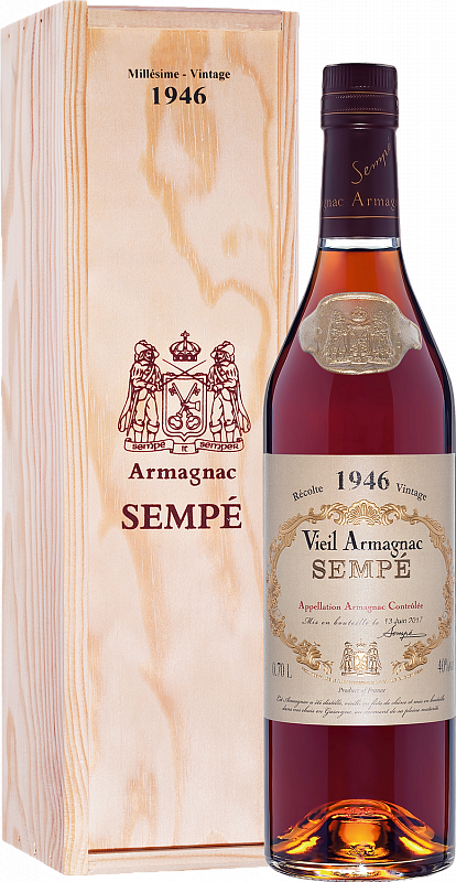 

Арманьяк Sempe Vieil, Armagnac AOC , 40 %, 700 мл, 1946г, gift box