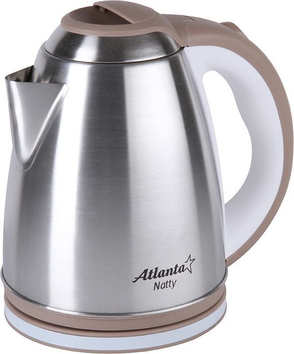 Чайник электрический Atlanta ATH-2434 1.8 л серебристый, коричневый флешка netac u352 64gb usb 2 0 серебристый коричневый nt03u352n 064g 20pn
