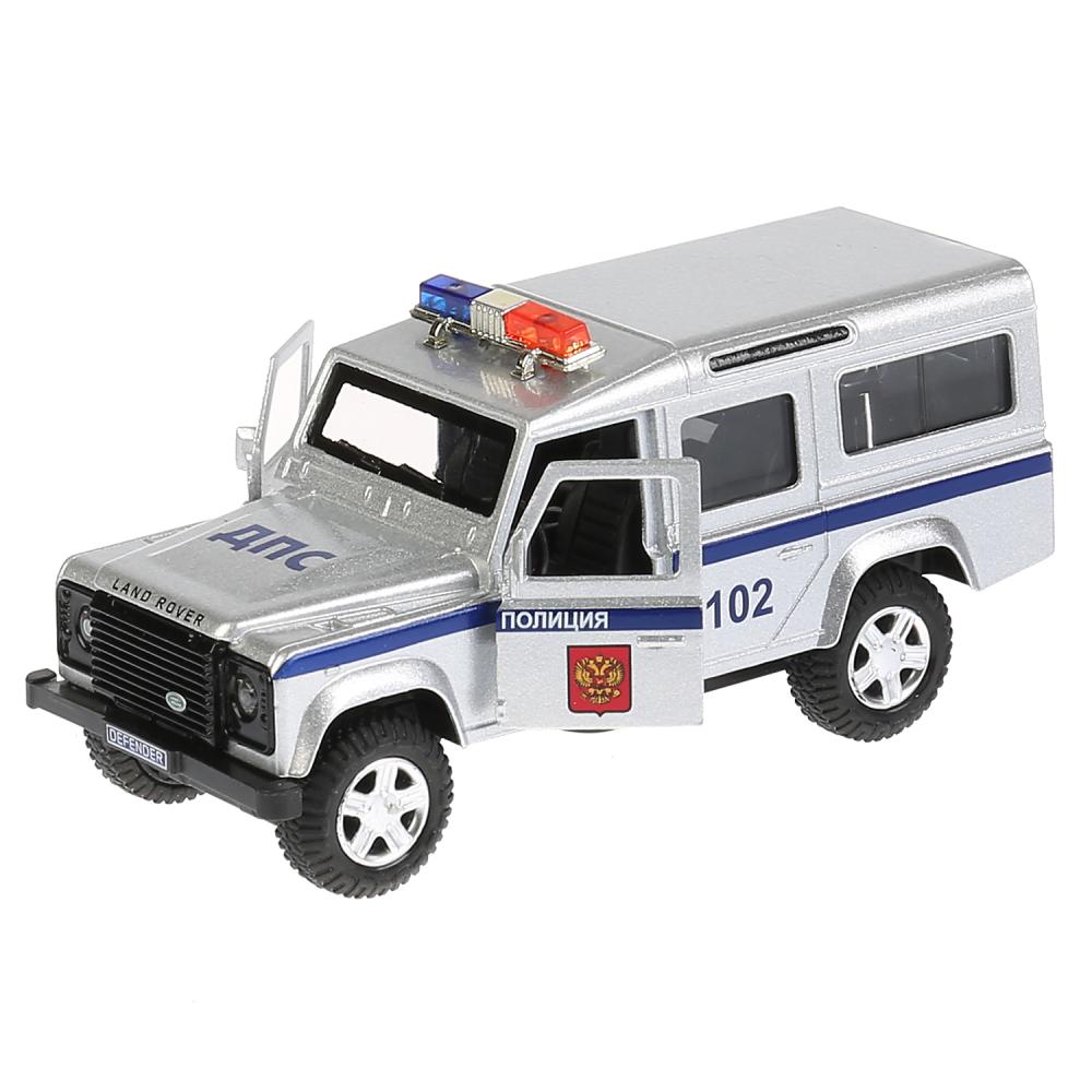 Машинка Технопарк Land Rover Defender Полиция со звуковыми и световыми эффектами 12см внедорожник bruder land rover defender station wagon пожарная с фигуркой